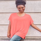 Stretch Knit Scoop Neck Oversized Tunic image number null