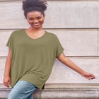 Stretch Knit Scoop Neck Oversized Tunic image number null