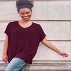 Stretch Jersey Knit V-Neck Oversized Tunic image number null