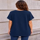 Stretch Jersey Knit V-Neck Oversized Tunic image number 1