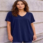 Stretch Jersey Knit V-Neck Oversized Tunic image number 0