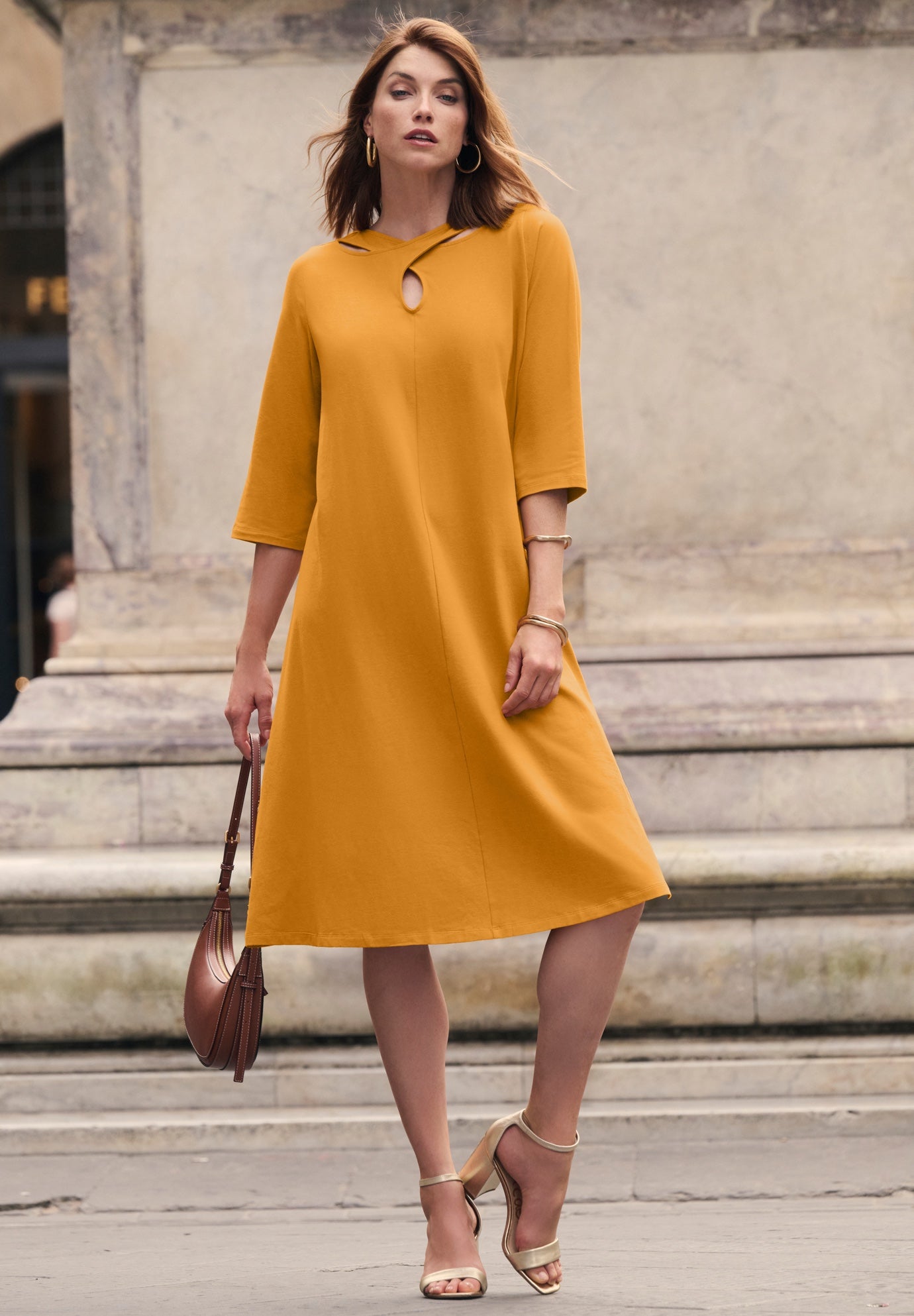 Stretch Cotton Keyhole T-Shirt Dress image number 0