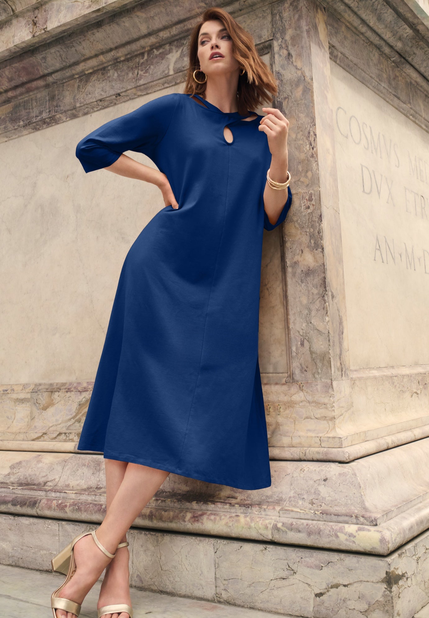 KEYHOLE A-LINE T-SHIRT DRESS image number 0