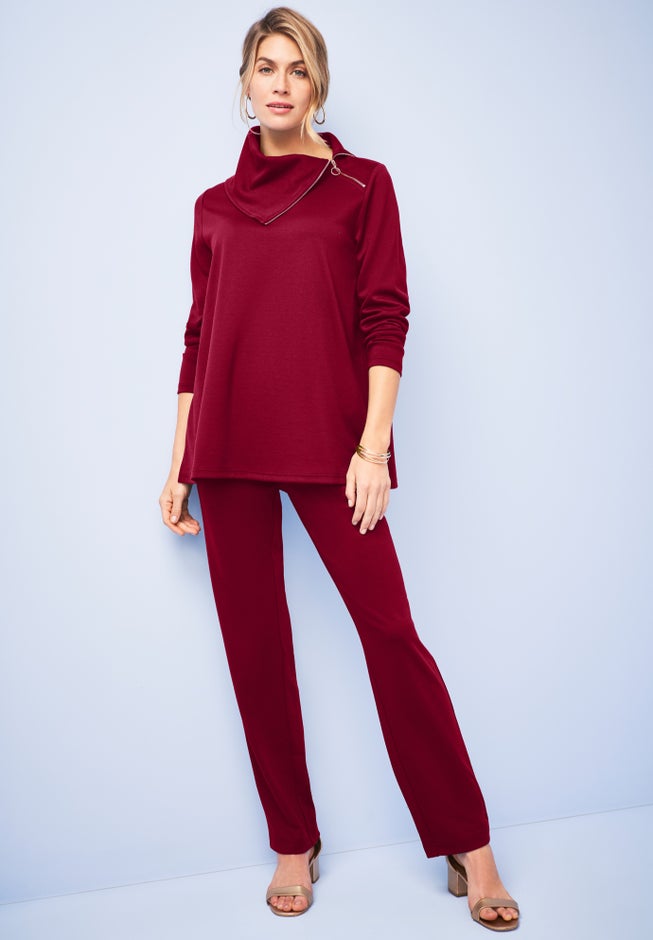 Ponte Split Neck 2-Piece Set image number 0