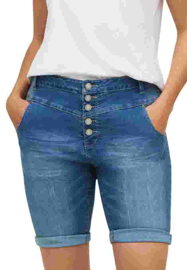 Button-Front Denim Shorts image number 0