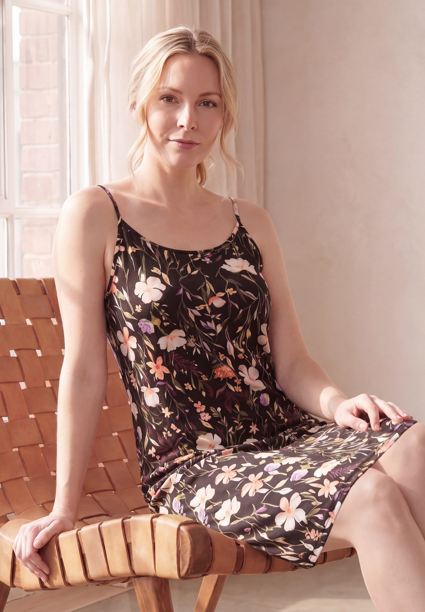 Stretch Jersey Knit A-Line Scoop Neck Tank Dress image number 2