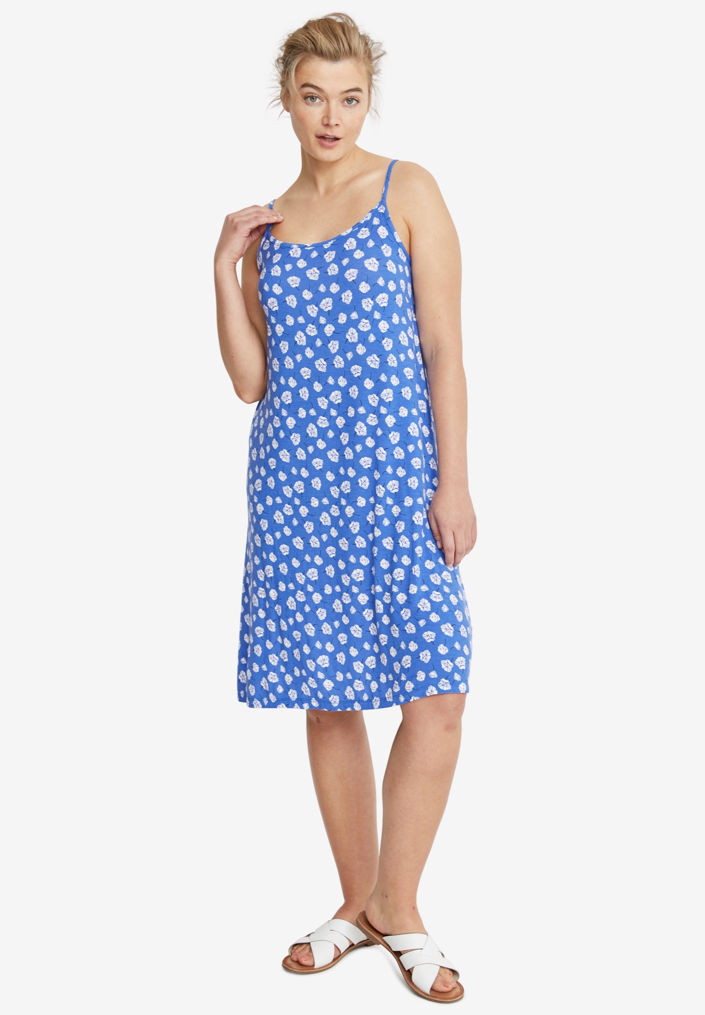 Stretch Knit Scoop Neck Tank A Line Dress image number 0