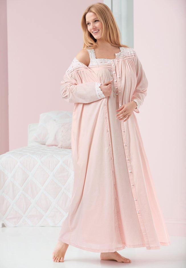 Long 2-Piece Cabbage-Rose Peignoir Set image number 0
