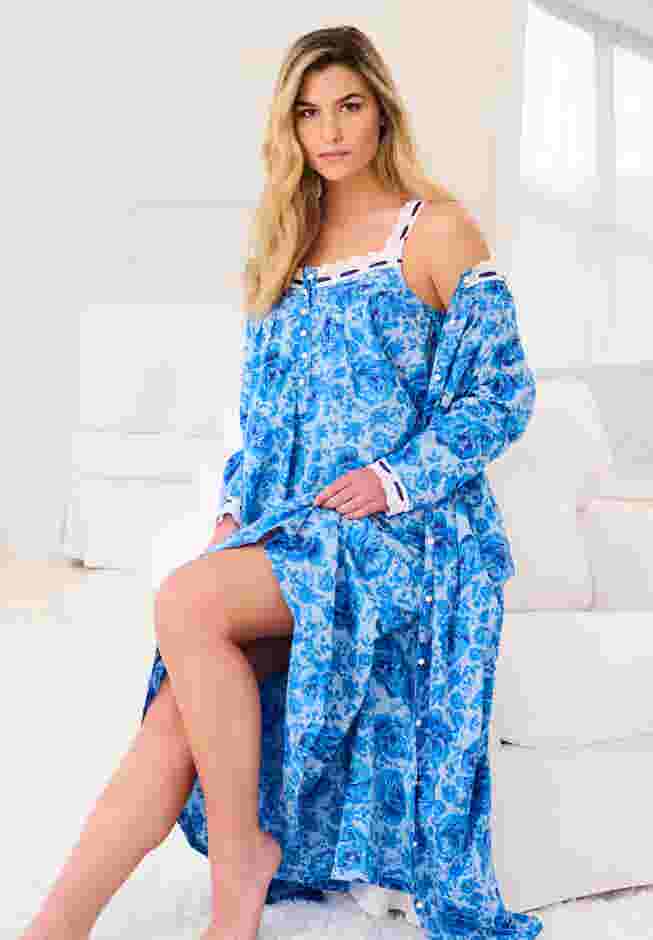 Long 2-Piece Cabbage-Rose Peignoir Set image number 5