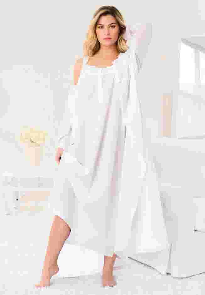Long 2-Piece Cabbage-Rose Peignoir Set image number 0