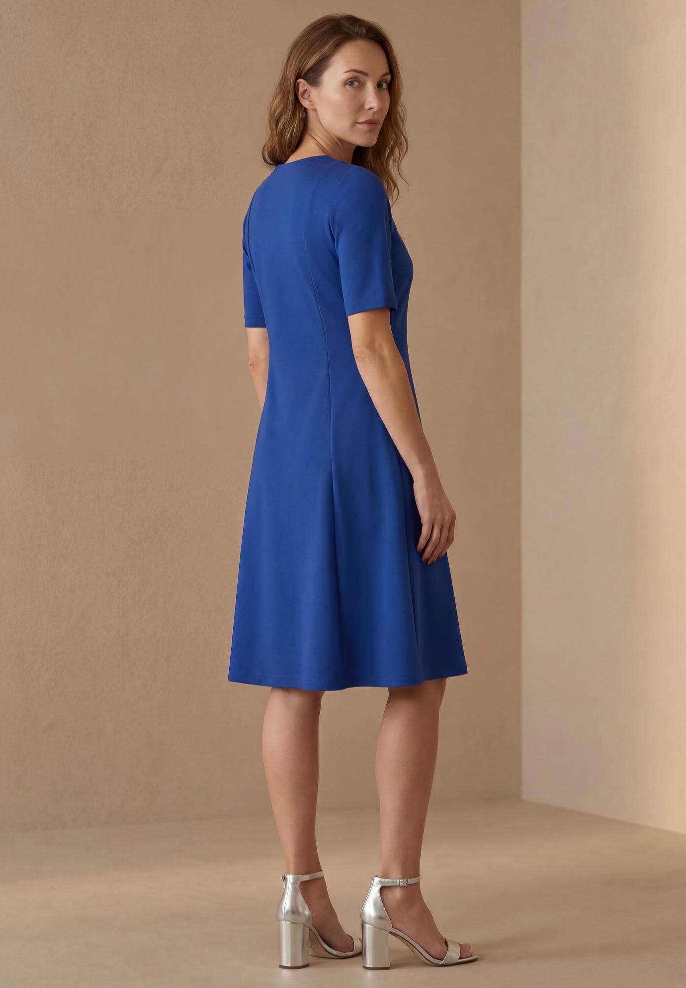 Stretch Ponte Flare Dress image number 1