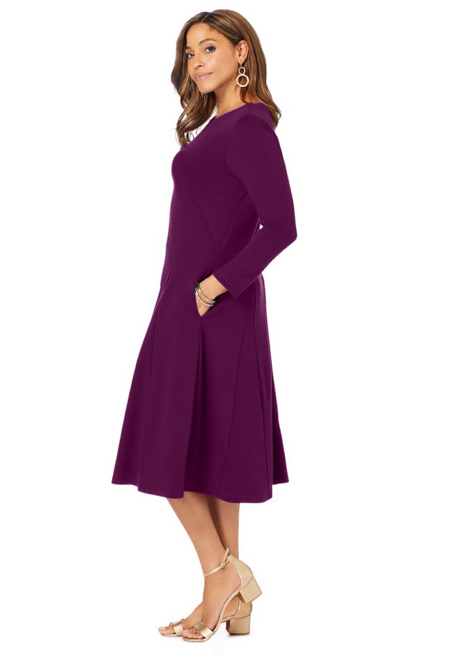 Long Sleeve Stretch Ponte Dress image number 2