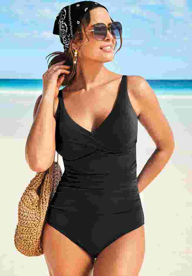V-Neck One Piece Swimsuit image number 0
