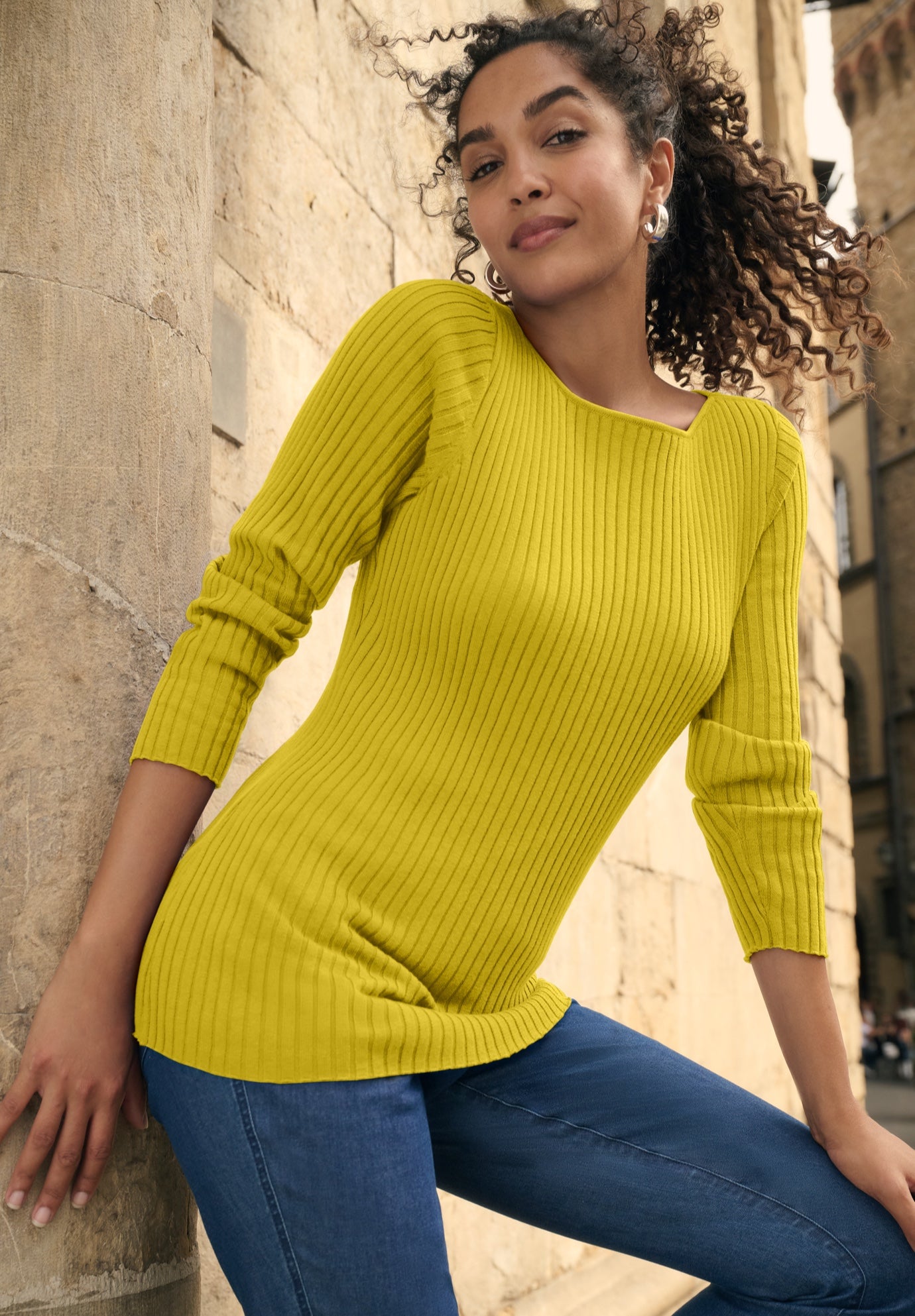 Ribbed Knit Pullover Boatneck Sweater image number 0