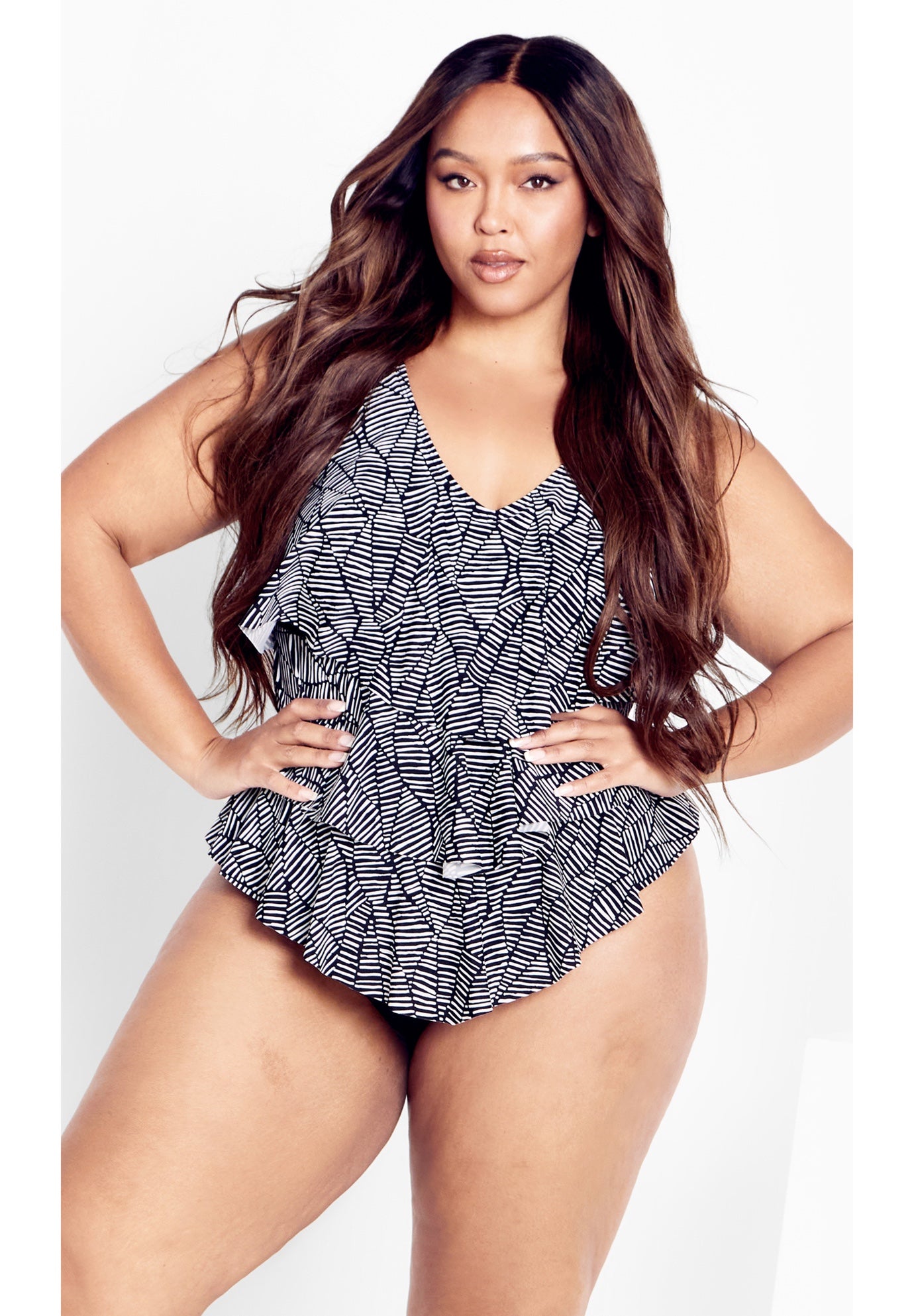Pia V-Tiered Print 1 Piece image number 0