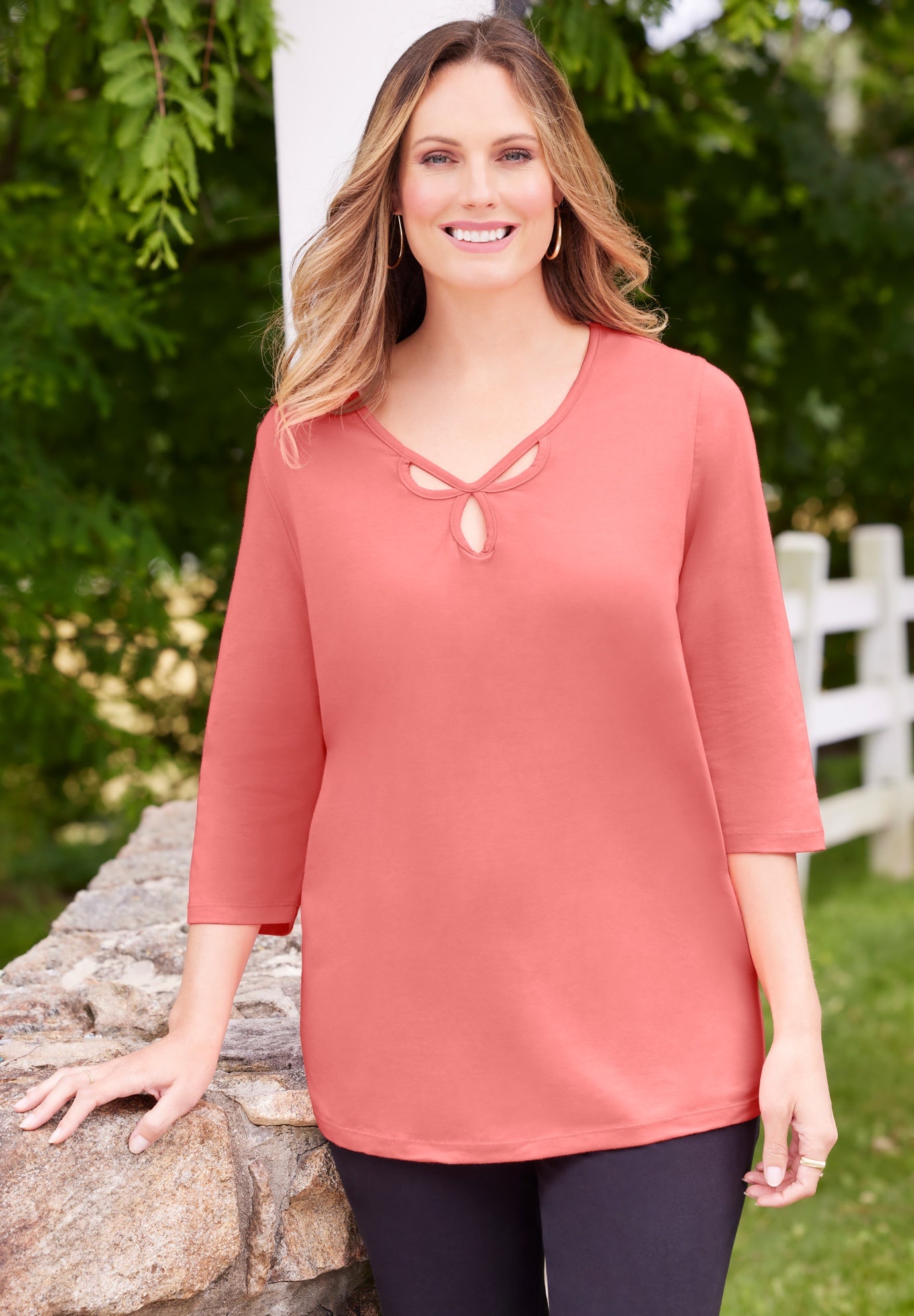 Suprema&reg; Triple Keyhole Tee image number 0