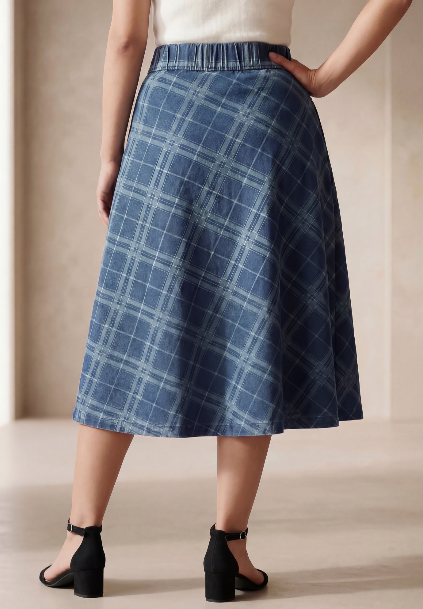 Comfort Waist Stretch Denim Swing Skirt image number 1
