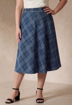 Comfort Waist Stretch Denim Swing Skirt