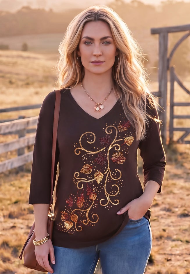 V-Neck Graphic Top image number 1