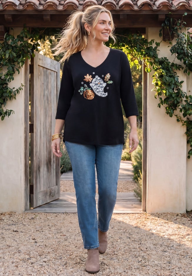 V-Neck Graphic Top image number 2