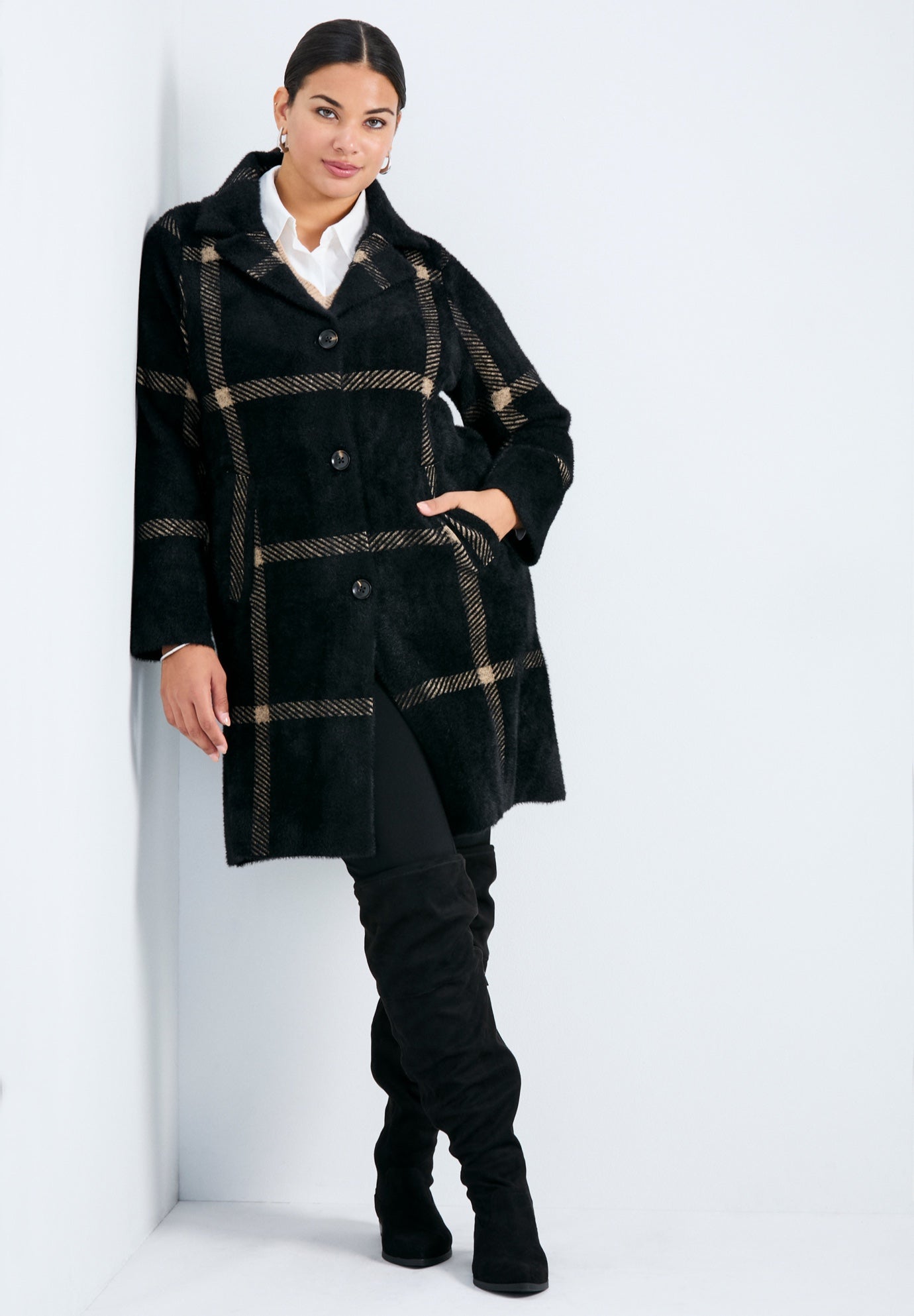 Gigi Check Sweater Coat image number 0