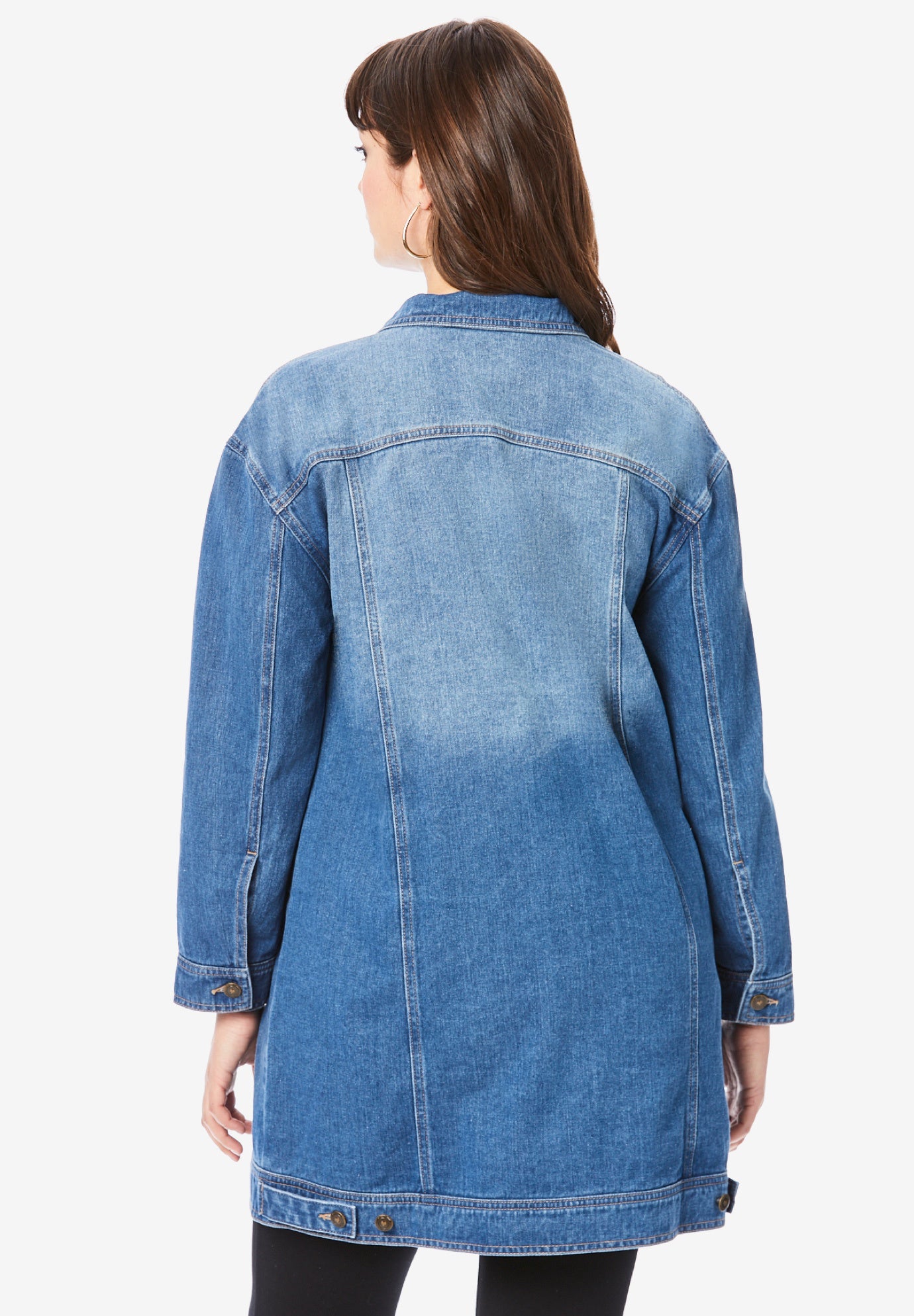 Plus Size Long Denim Jacket image number 1