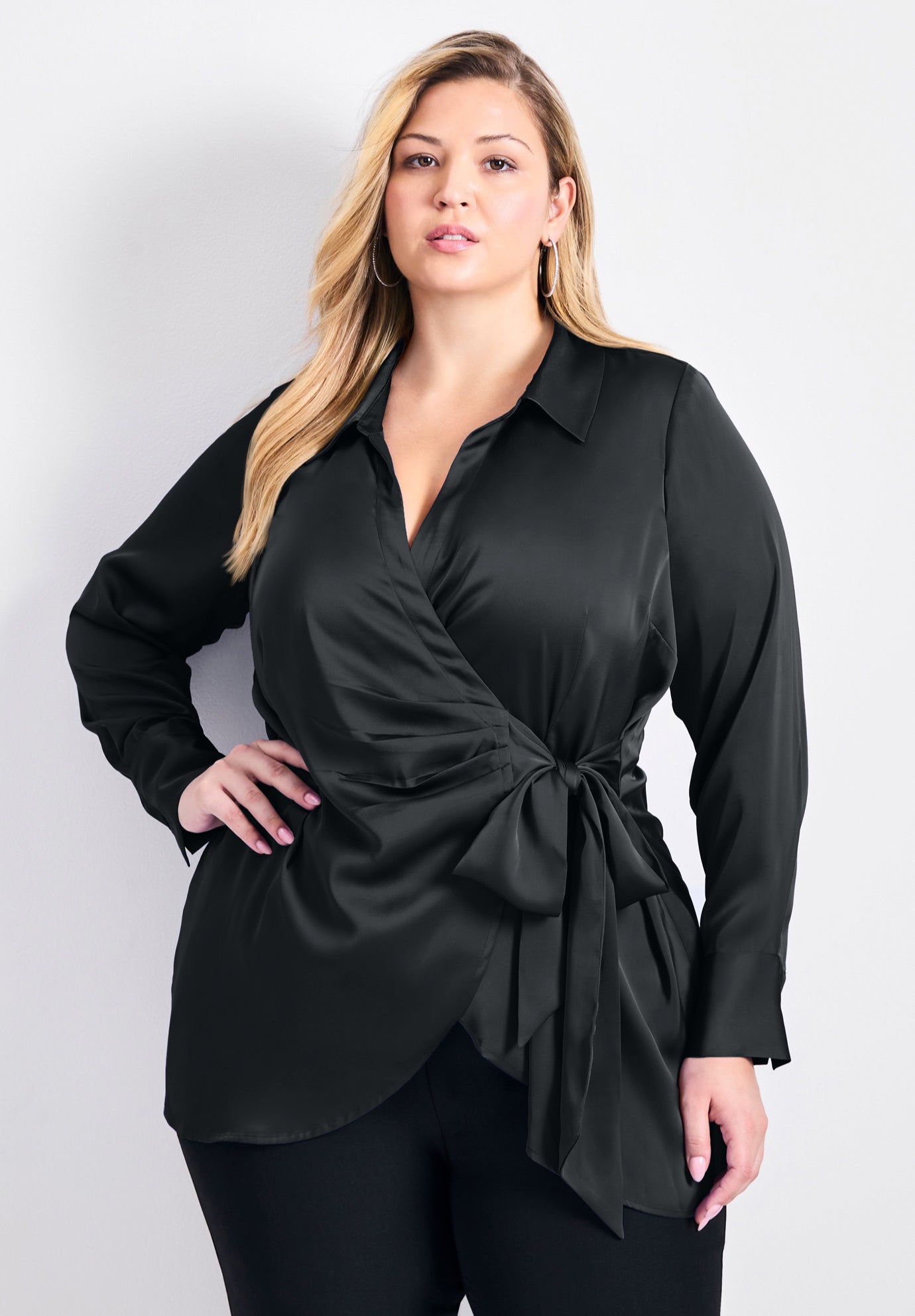 Goldi Satin Wrap Blouse image number 0