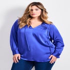 Marlene Tie Front Satin Blouse image number 0