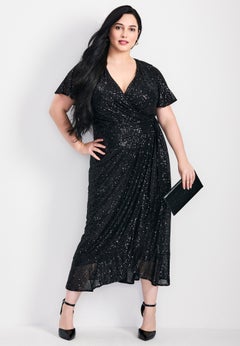 Nina Sequin Wrap Dress