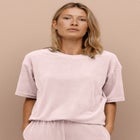 Stretch Velour Boat Neck Short Sleeve Tee image number null
