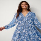 Sheer Ruffle Empire Tie Front Midi Dress image number null