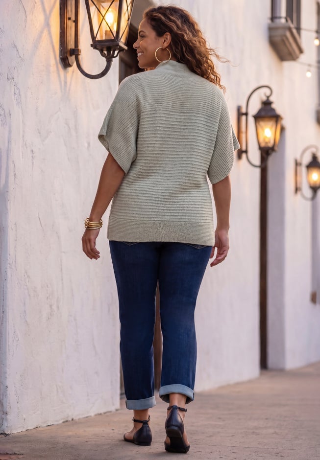 Cashmiracle&trade; Mockneck Pullover Ribbed Sweater image number 1