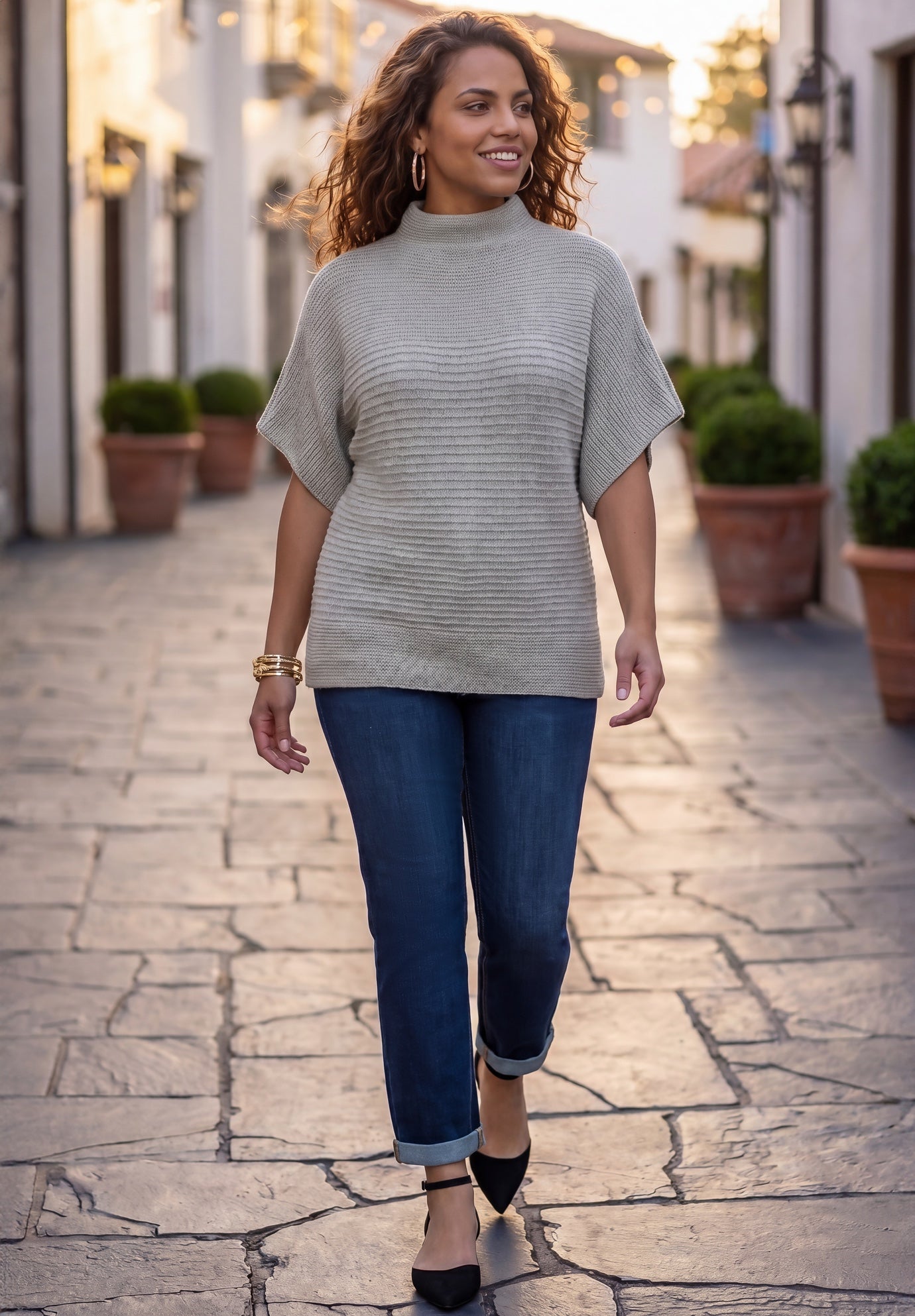 Cashmiracle&trade; Mockneck Pullover Ribbed Sweater image number 0