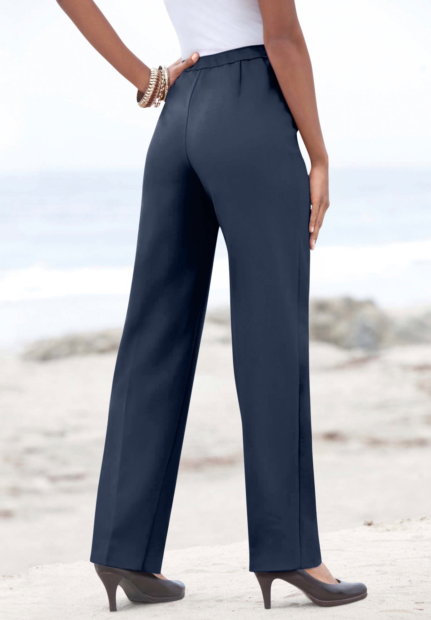 Plus Size Classic Bend Over&reg; Structured Straight Leg Pull-On Pant image number 2