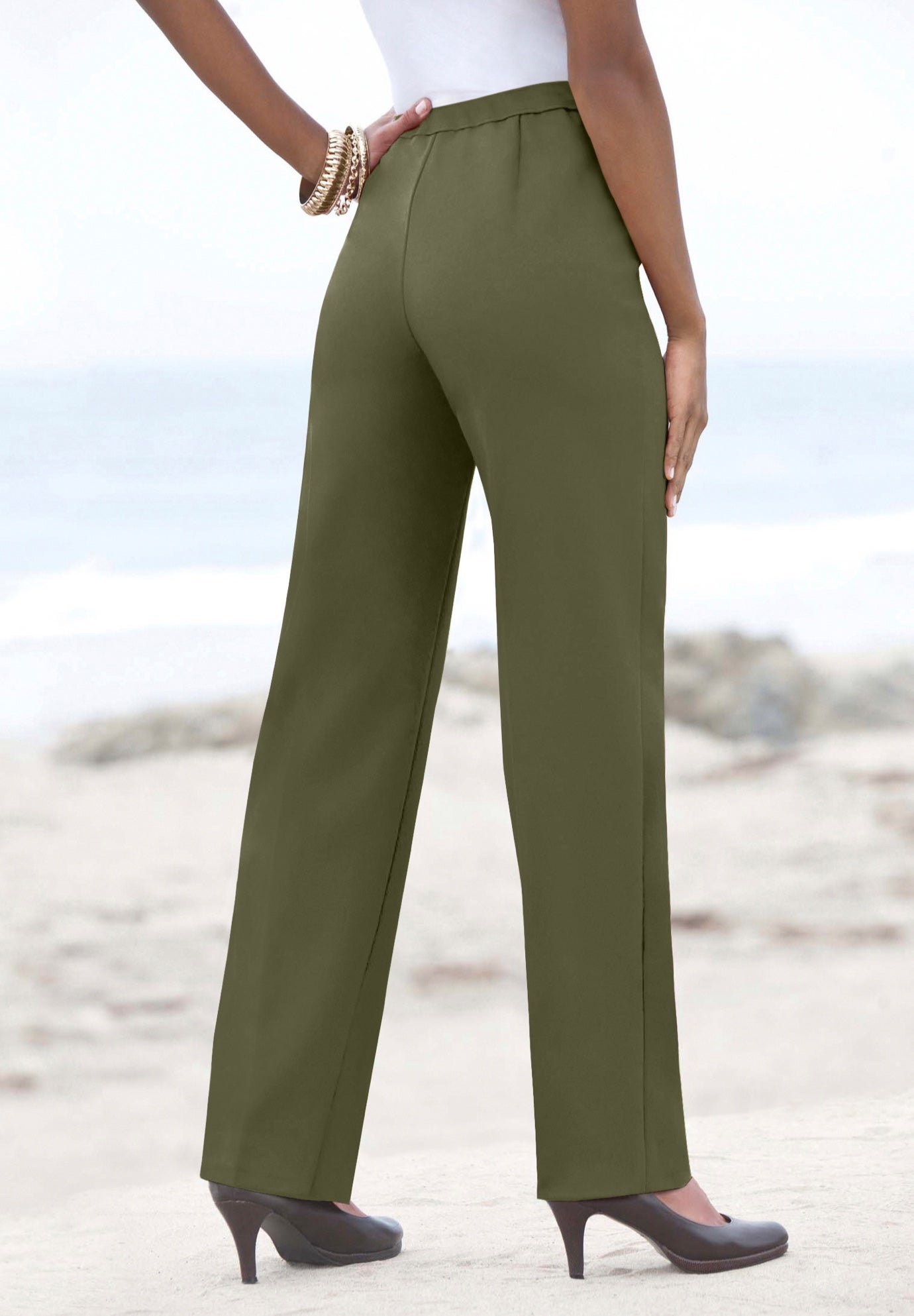 Plus Size Classic Bend Over&reg; Structured Straight Leg Pull-On Pant image number 1
