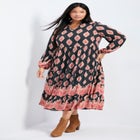 Everlasting Bordered Print Blouson Sleeve Dress image number 0