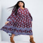 Everlasting Bordered Print Blouson Sleeve Dress image number 0