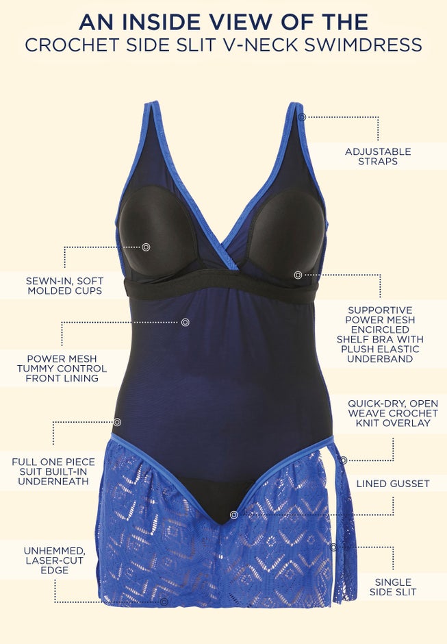 Crochet Side Slit V-Neck Swimdress image number 4