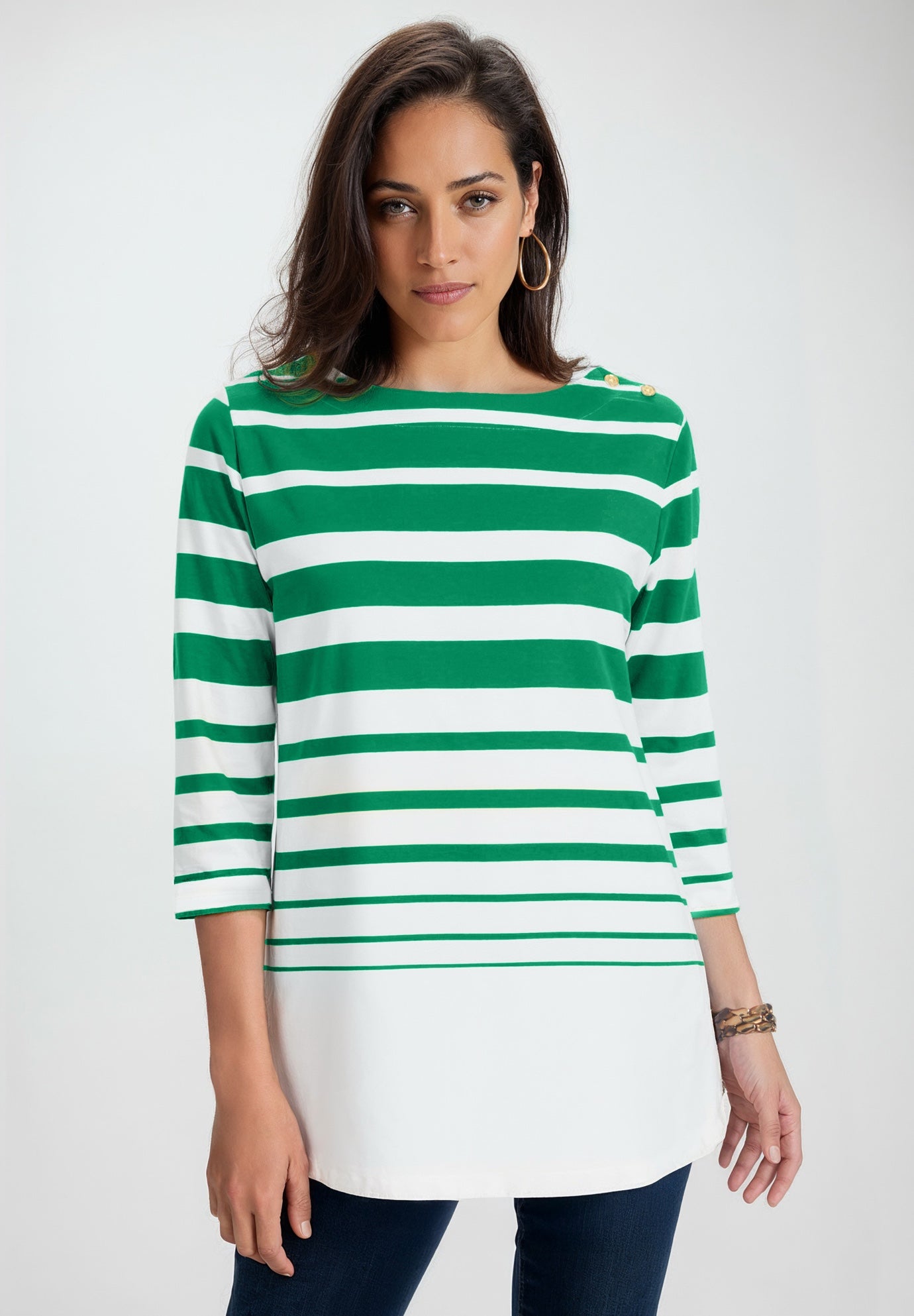 Stretch Cotton Boatneck Tunic image number 0