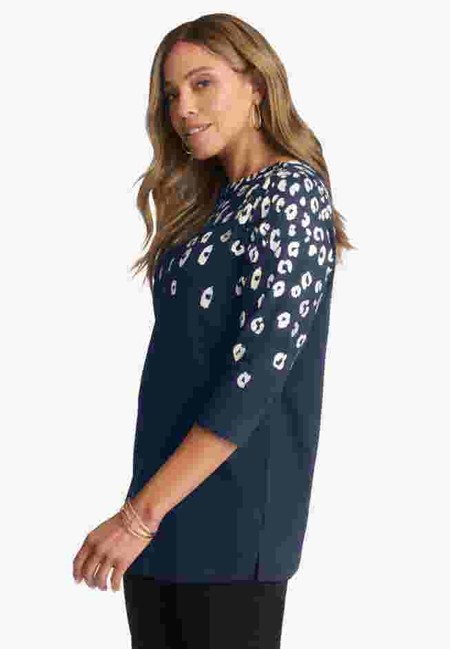 Stretch Cotton Boatneck Tunic image number 3