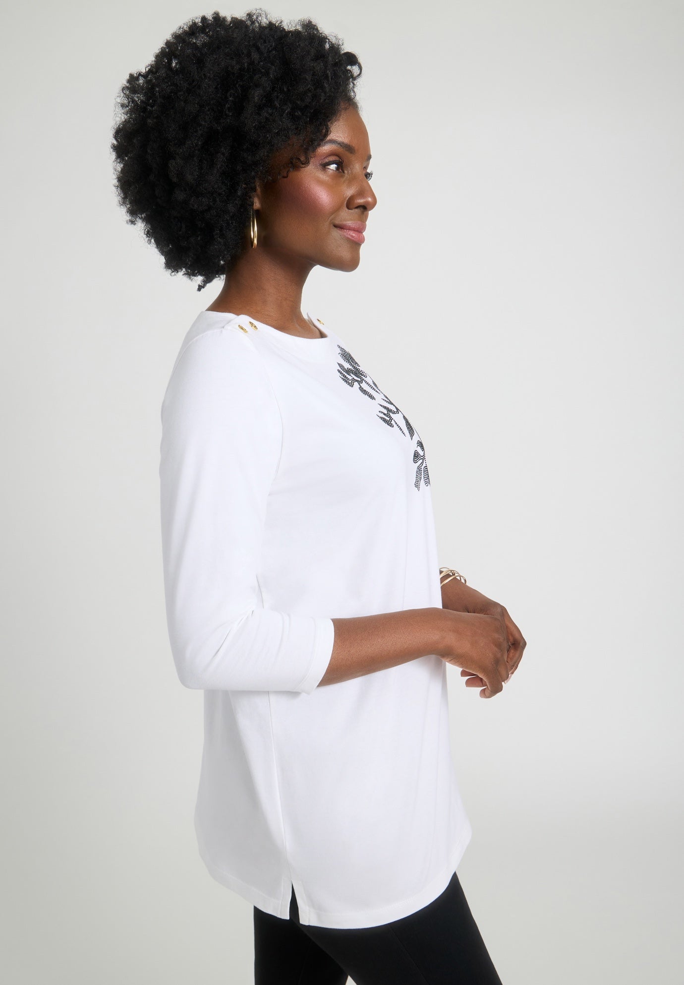 Stretch Cotton Boatneck Tunic image number 1