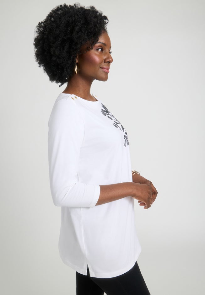 Stretch Cotton Boatneck Tunic image number 1