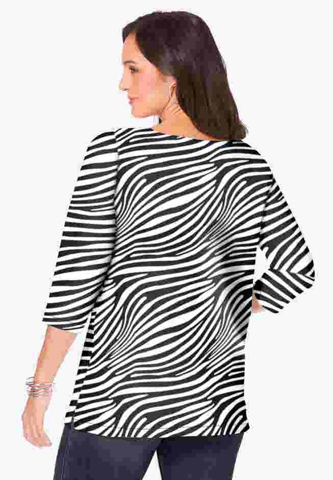 Stretch Cotton Boatneck Tunic image number 1