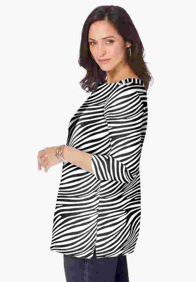 Stretch Cotton Boatneck Tunic image number 2