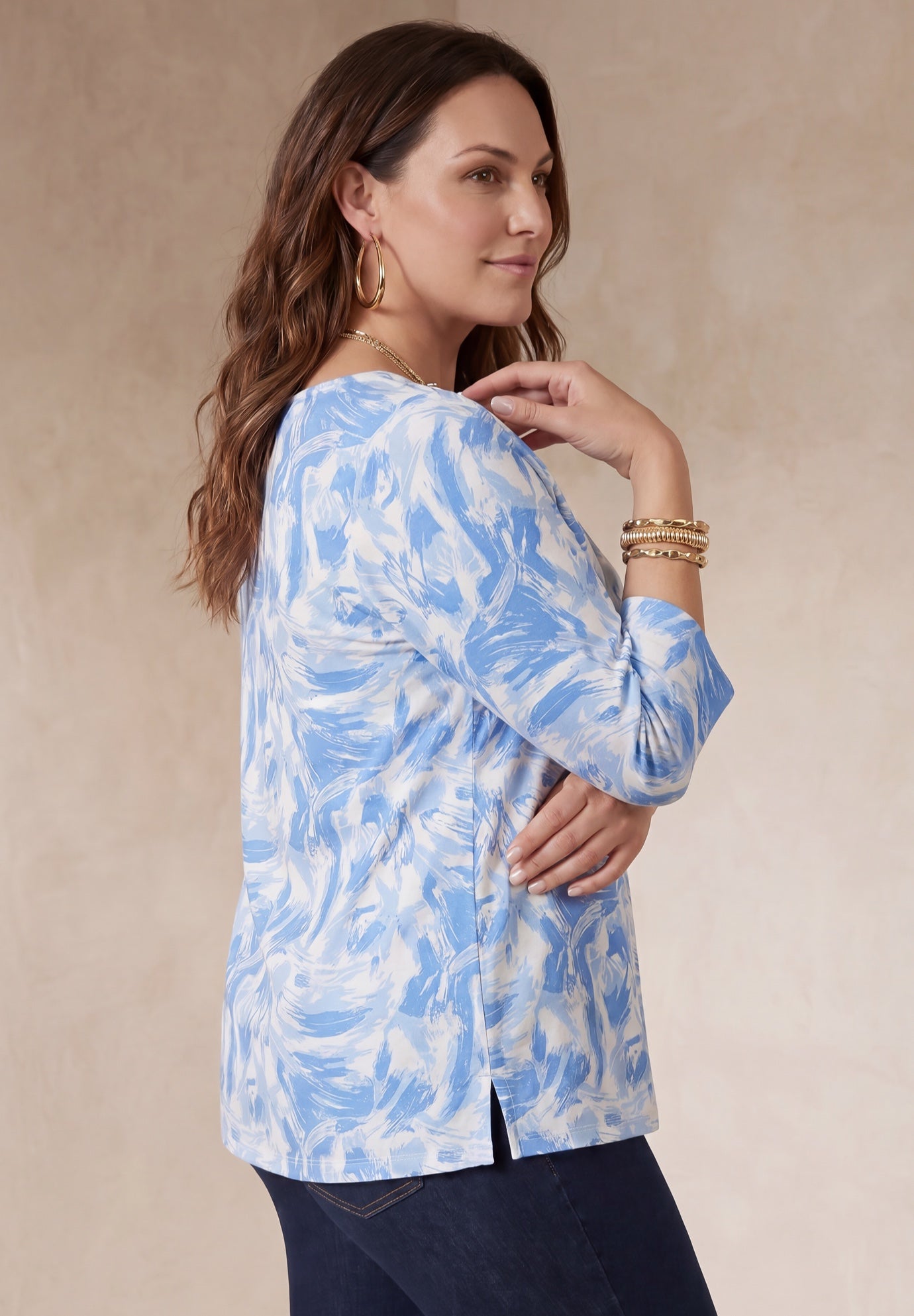 Stretch Cotton Boatneck Tunic image number 2