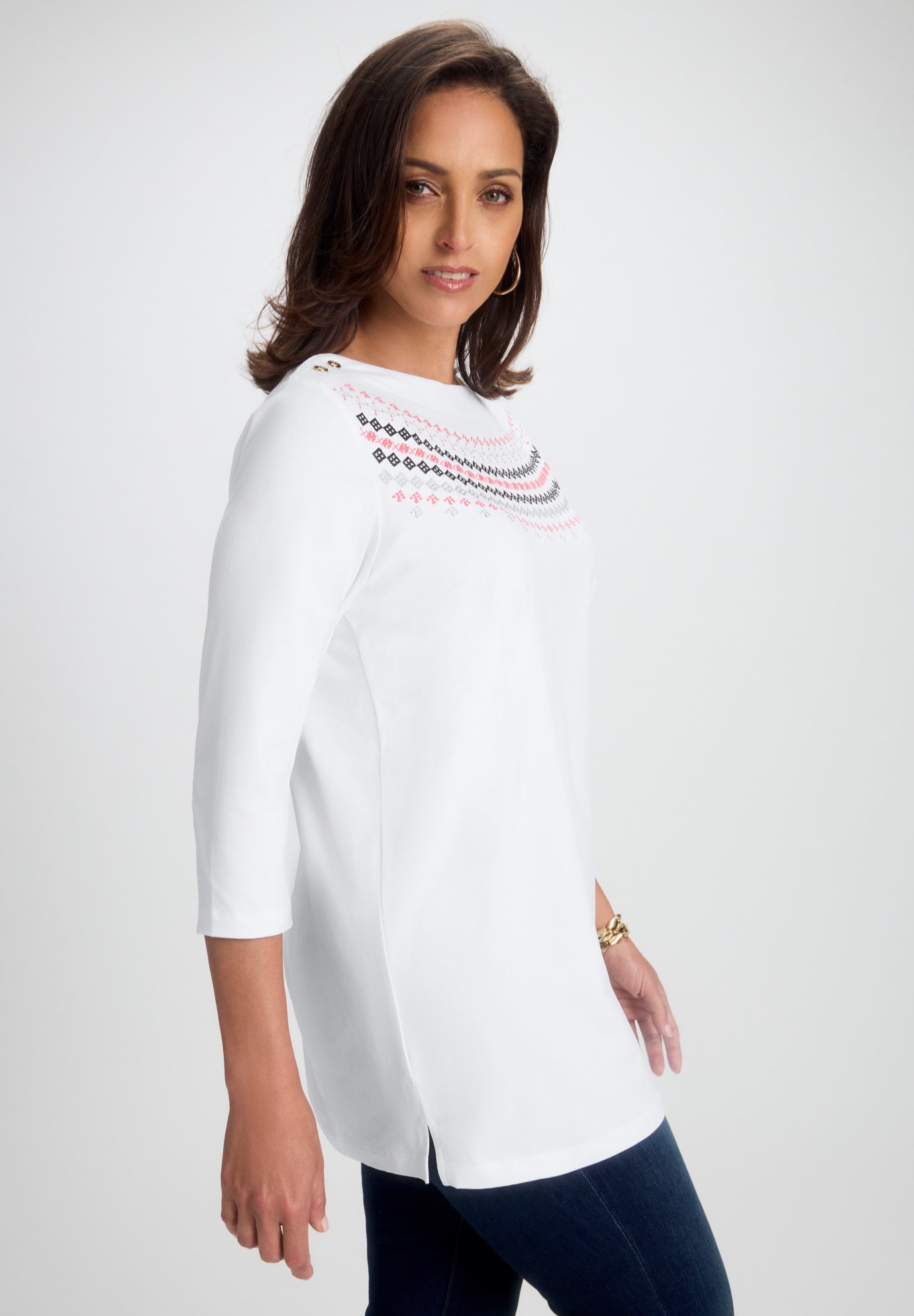 Stretch Cotton Boatneck Tunic image number 1