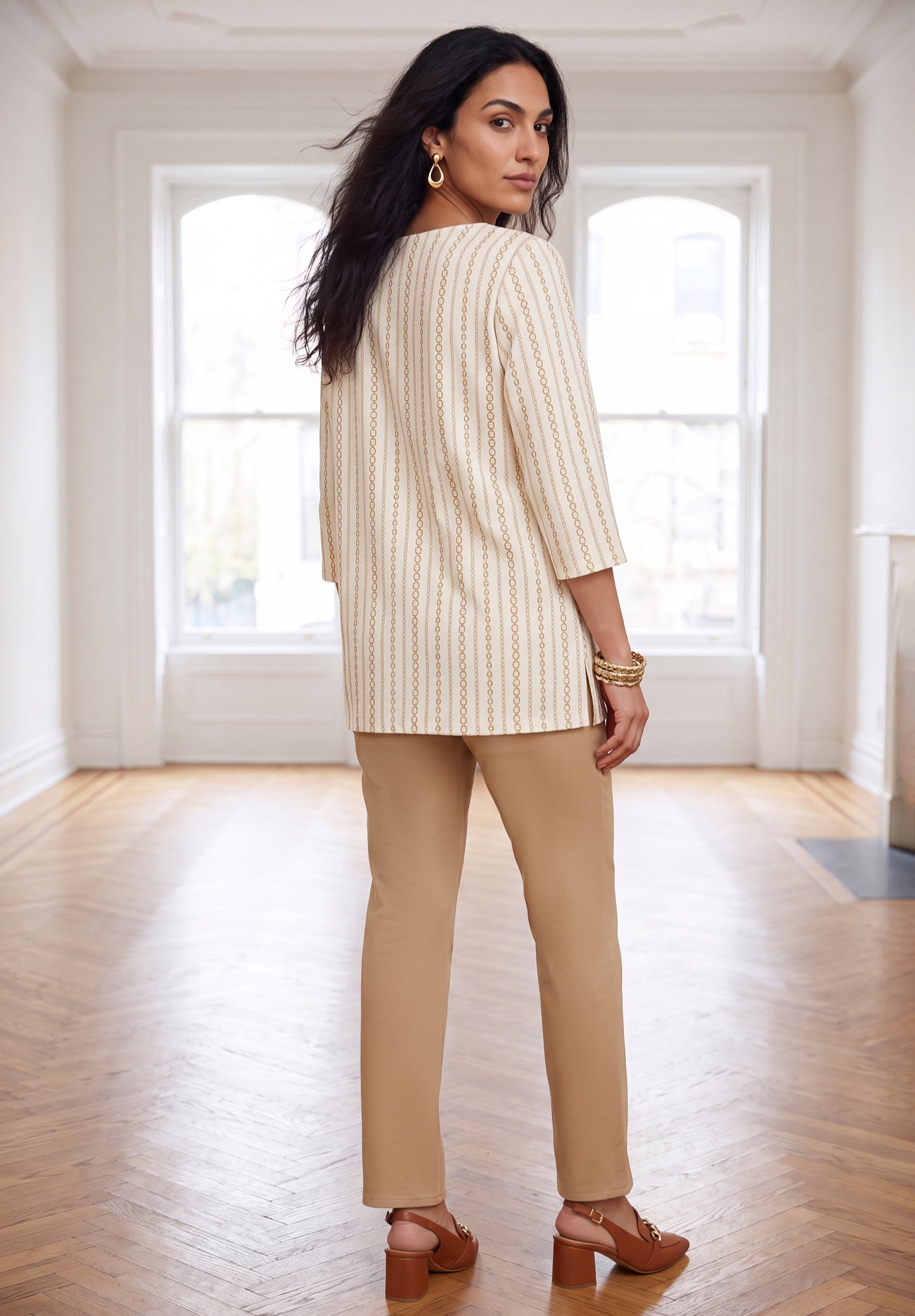 Stretch Cotton Boatneck Tunic image number 1