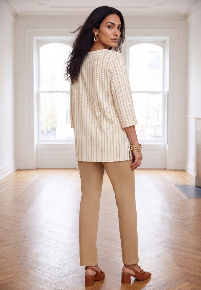 Stretch Cotton Boatneck Tunic image number 1