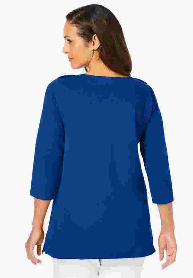 Stretch Cotton Boatneck Tunic image number 1