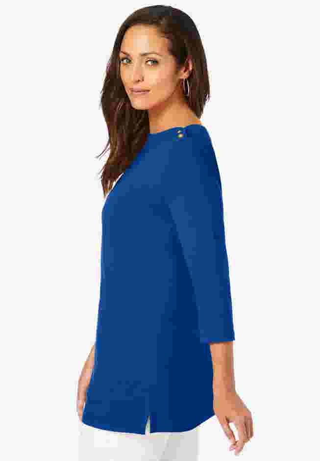 Stretch Cotton Boatneck Tunic image number 2